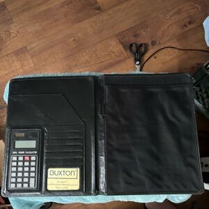 Buxton Black Leather Organizer with Calculator